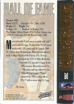 1995 Action Packed Hall of Fame - 24K Gold #26G Pete Maravich Back