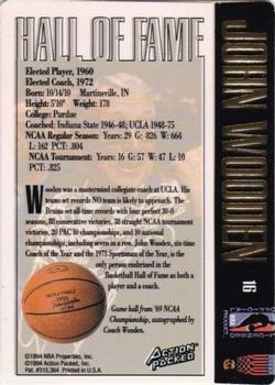 1995 Action Packed Hall of Fame - Autographs #16 John Wooden Back