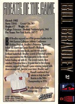 1995 Action Packed Hall of Fame - Autographs #37 Bill Bradley Back