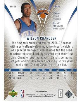 2007-08 SP Authentic - Authentic Profiles #AP-20 Wilson Chandler Back