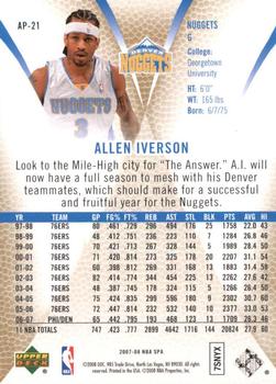 2007-08 SP Authentic - Authentic Profiles #AP-21 Allen Iverson Back
