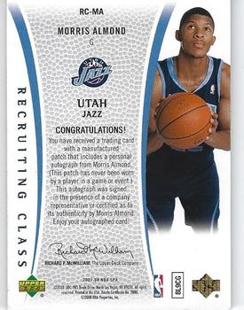 2007-08 SP Authentic - Recruiting Class City Name #RC-MA Morris Almond Back