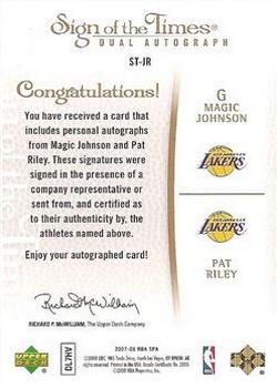 2007-08 SP Authentic - Sign of the Times Dual #ST-JR Magic Johnson / Pat Riley Back