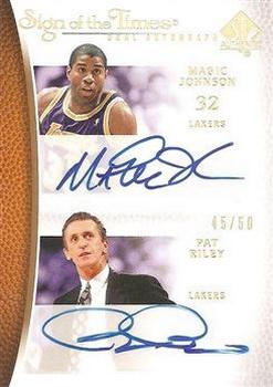 2007-08 SP Authentic - Sign of the Times Dual #ST-JR Magic Johnson / Pat Riley Front