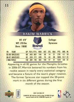 2007-08 SP Authentic - Retail #11 Hakim Warrick Back