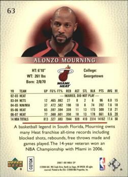 2007-08 SP Authentic - Retail #63 Alonzo Mourning Back