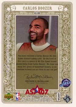 2007-08 SP Game Used - All-Star Jersey #AS-BO Carlos Boozer Back