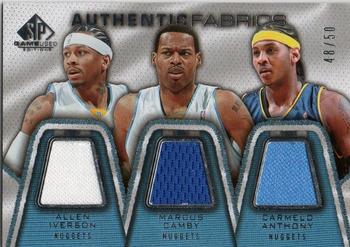 2007-08 SP Game Used - Authentic Fabrics Triple #AFT-ICA Allen Iverson / Marcus Camby / Carmelo Anthony Front