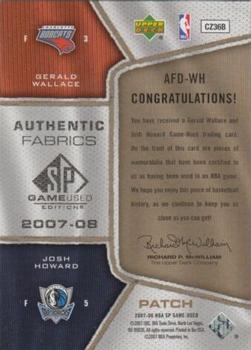 2007-08 SP Game Used - Authentic Fabrics Dual #AFD-WH Gerald Wallace / Josh Howard Back