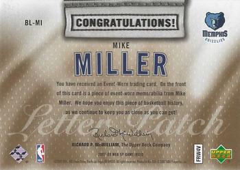 2007-08 SP Game Used - By the Letter #BL-MI Mike Miller Back
