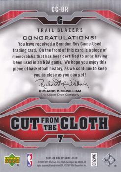 2007-08 SP Game Used - Cut from the Cloth #CC-BR Brandon Roy Back