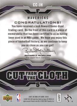 2007-08 SP Game Used - Cut from the Cloth #CC-JH Josh Howard Back