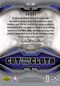 2007-08 SP Game Used - Cut from the Cloth #CC-NR Nate Robinson Back