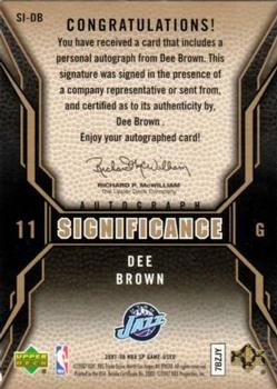 2007-08 SP Game Used - SIGnificance #SI-DB Dee Brown Back