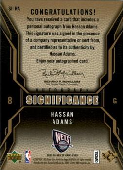 2007-08 SP Game Used - SIGnificance #SI-HA Hassan Adams Back