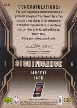 2007-08 SP Game Used - SIGnificance #SI-JJ Jarrett Jack Back