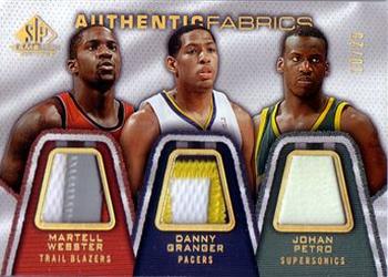 2007-08 SP Game Used - Authentic Fabrics Triple Patch #AFT-WGP Johan Petro / Danny Granger / Martell Webster Front