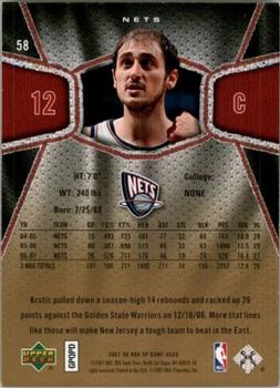 2007-08 SP Game Used - Gold #58 Nenad Krstic Back
