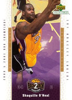 2001 Upper Deck Los Angeles Lakers Back2Back Champions #LA2 Shaquille O'Neal Front