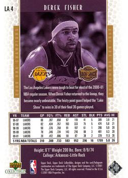 2001 Upper Deck Los Angeles Lakers Back2Back Champions #LA4 Derek Fisher Back