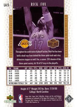 2001 Upper Deck Los Angeles Lakers Back2Back Champions #LA5 Rick Fox Back