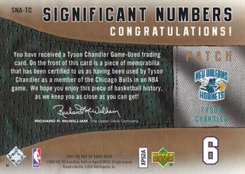 2007-08 SP Game Used - Significant Numbers Non-Auto Patch #SNA-TC Tyson Chandler Back