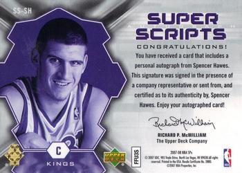 2007-08 SPx - Super Scripts #SS-SH Spencer Hawes Back