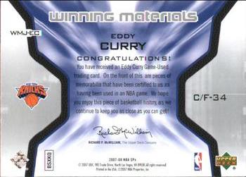 2007-08 SPx - Winning Materials Jersey Numbers #WMJ-EC Eddy Curry Back