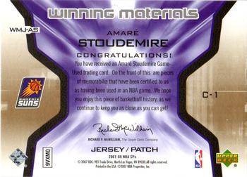 2007-08 SPx - Winning Materials Stats Patches #WMJ-AS Amare Stoudemire Back