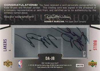 2007-08 Upper Deck Sweet Shot - Signature Shots Acetate Dual #DA-JB Michael Jordan / Kobe Bryant Back