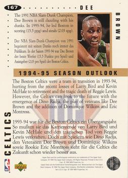 1994-95 Collector's Choice German #167 Dee Brown Back