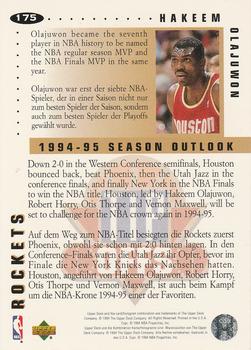 1994-95 Collector's Choice German #175 Hakeem Olajuwon Back