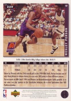 1994-95 Collector's Choice German #229 Wesley Person Back