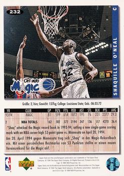 1994-95 Collector's Choice German #232 Shaquille O'Neal Back