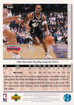 1994-95 Collector's Choice German #340 Willie Anderson Back