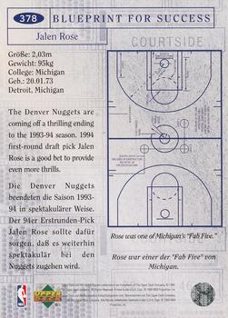 1994-95 Collector's Choice German #378 Jalen Rose Back