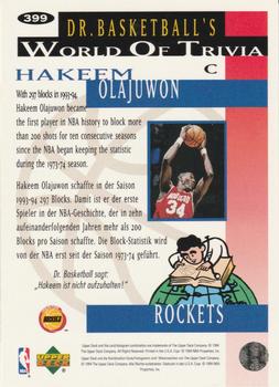1994-95 Collector's Choice German #399 Hakeem Olajuwon Back