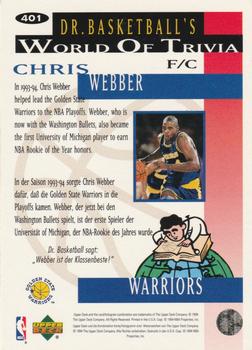 1994-95 Collector's Choice German #401 Chris Webber Back