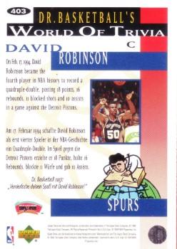 1994-95 Collector's Choice German #403 David Robinson Back