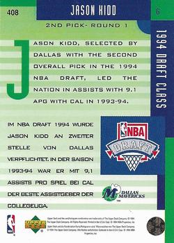 1994-95 Collector's Choice German #408 Jason Kidd Back