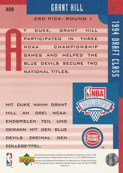 1994-95 Collector's Choice German #409 Grant Hill Back