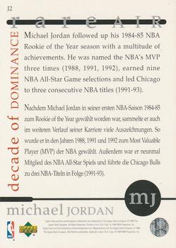 1994-95 Collector's Choice German - Michael Jordan Rare Air Decade of Dominance #J2 Michael Jordan Back