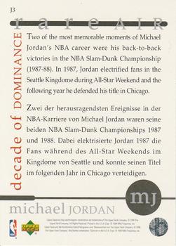 1994-95 Collector's Choice German - Michael Jordan Rare Air Decade of Dominance #J3 Michael Jordan Back