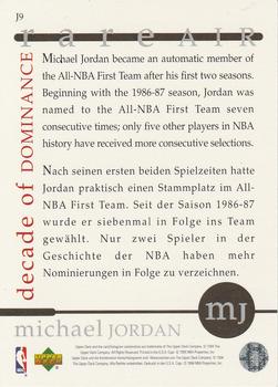 1994-95 Collector's Choice German - Michael Jordan Rare Air Decade of Dominance #J9 Michael Jordan Back