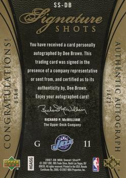 2007-08 Upper Deck Sweet Shot - Signature Shots #SS-DB Dee Brown Back
