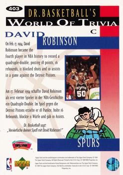 1994-95 Collector's Choice German - Gold Signatures #403 David Robinson Back