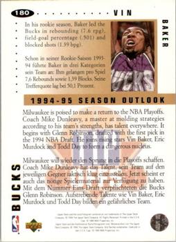 1994-95 Collector's Choice German - Gold Signatures #180 Vin Baker Back