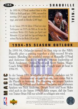 1994-95 Collector's Choice German - Gold Signatures #184 Shaquille O'Neal Back