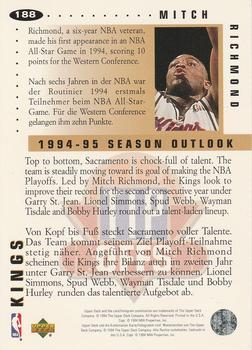 1994-95 Collector's Choice German - Gold Signatures #188 Mitch Richmond Back