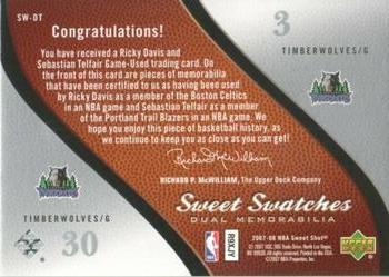 2007-08 Upper Deck Sweet Shot - Sweet Swatches Dual #SW-DT Ricky Davis / Sebastian Telfair Back